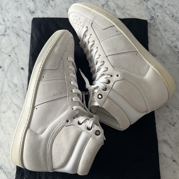 SAINT LAURENT SL10H SUEDE HI-TOP SNEAKERS - WHITE - SIZE 43/10 - Picture 7 of 7